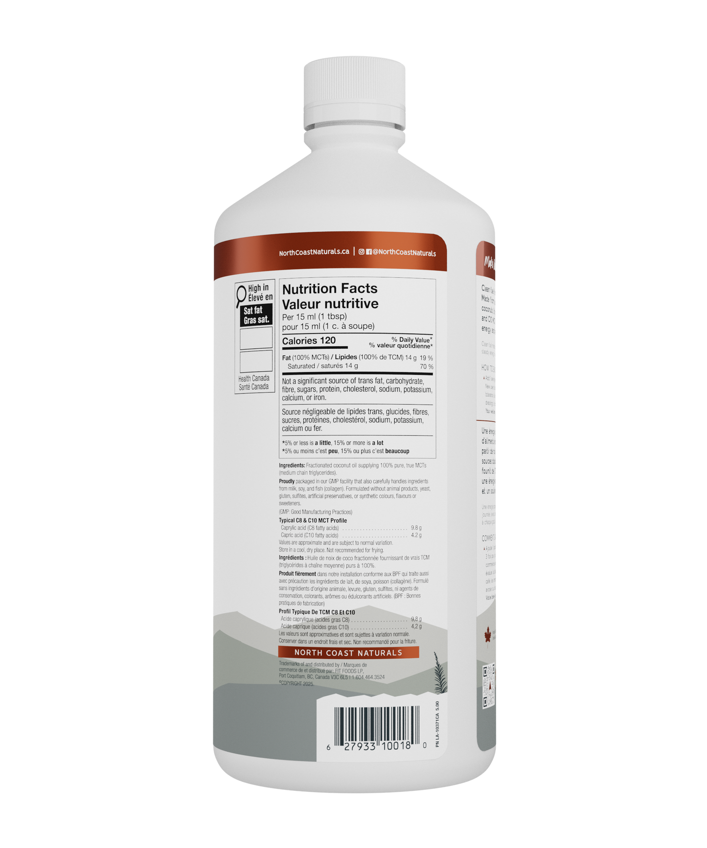 946ml Unflavoured | North Coast Naturals Pure MCT Oil Liquid