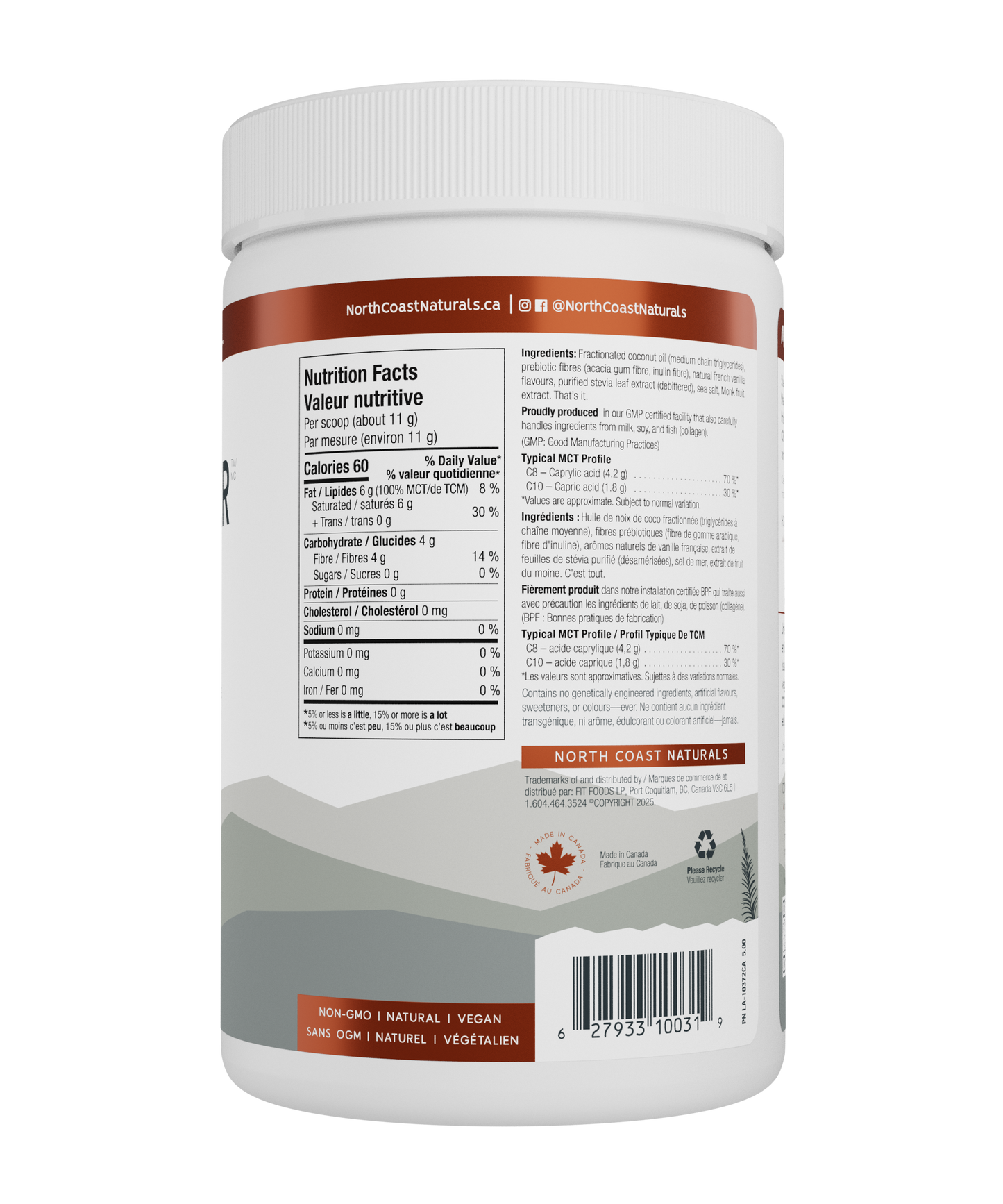 300g Unflavoured | North Coast Naturals Boosted MCT Powder