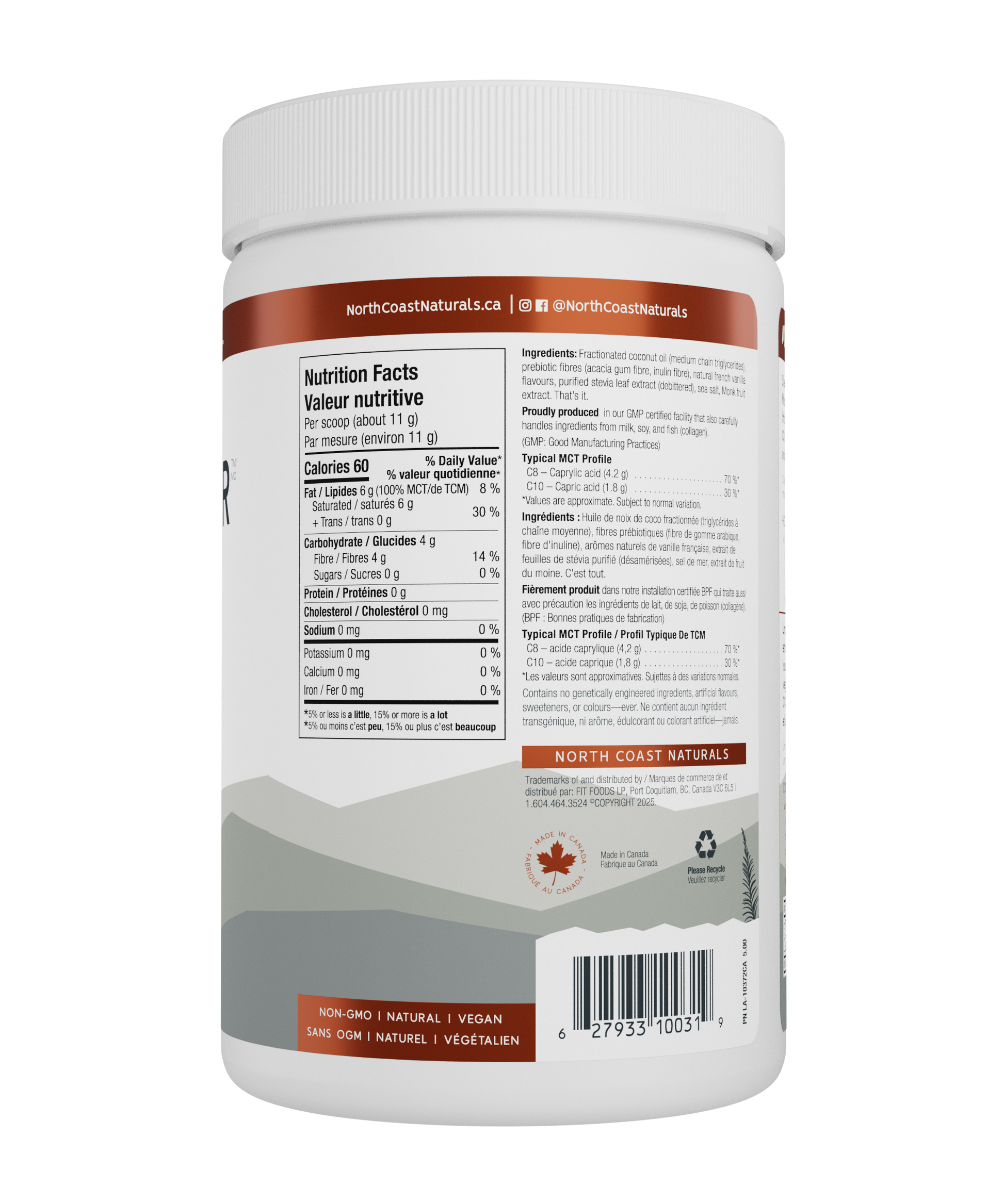 300g Unflavoured | North Coast Naturals Boosted MCT Powder
