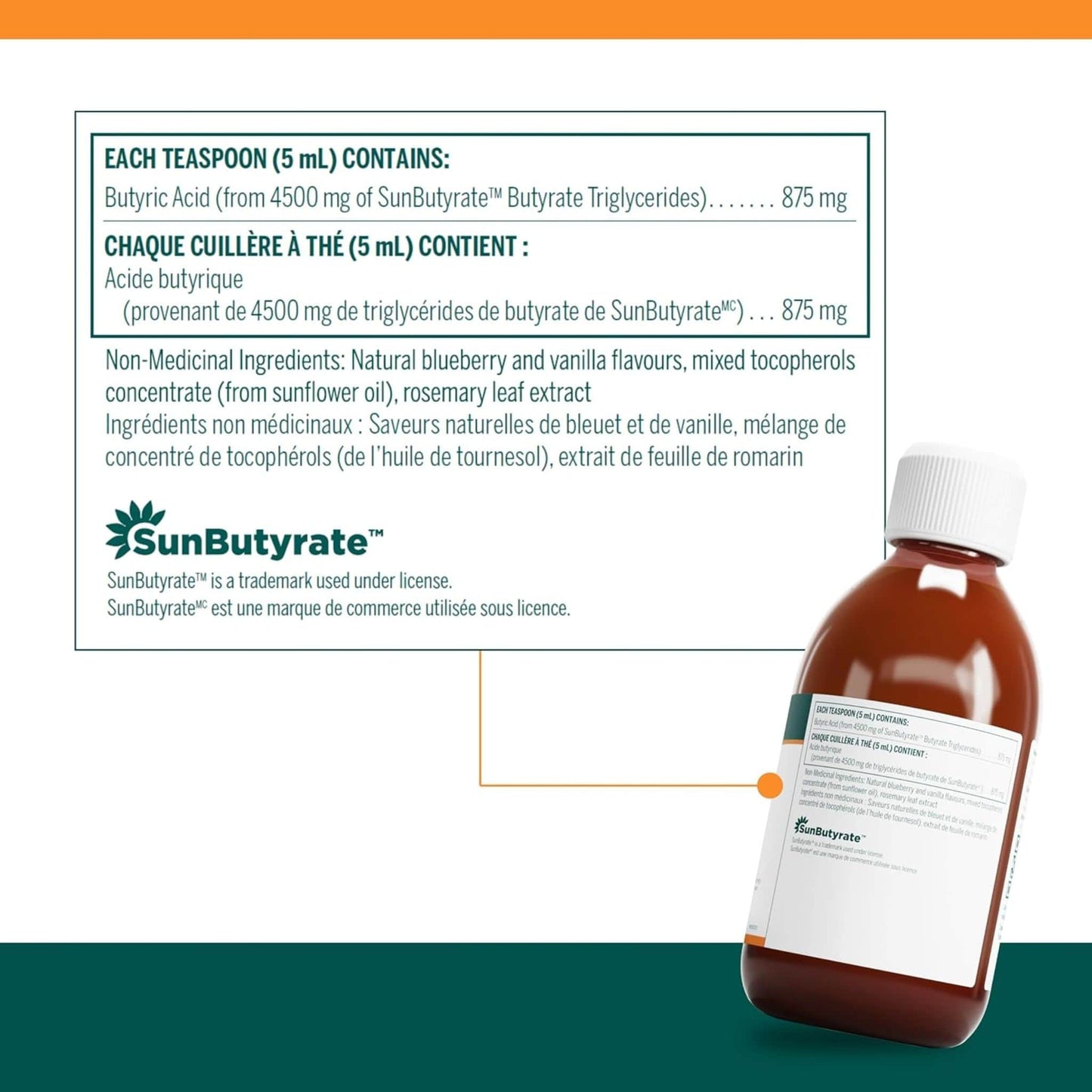 Natural Blueberry-Vanilla Flavour, 280mL | Genestra Brands SunButyrate Liquid