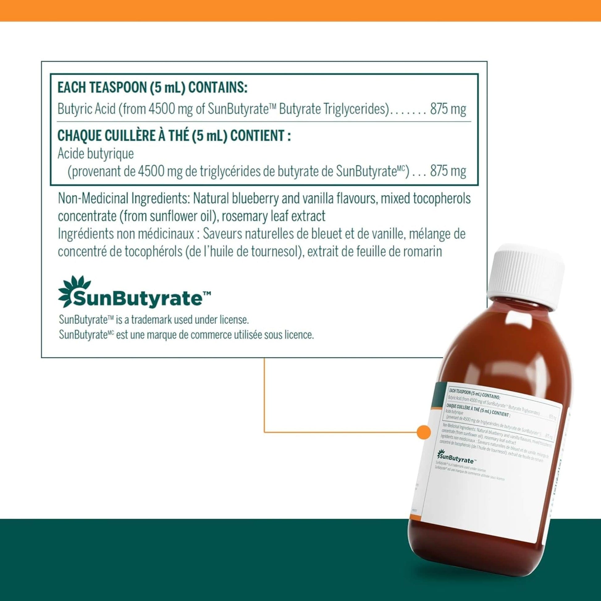 Natural Blueberry-Vanilla Flavour, 280mL | Genestra Brands SunButyrate Liquid