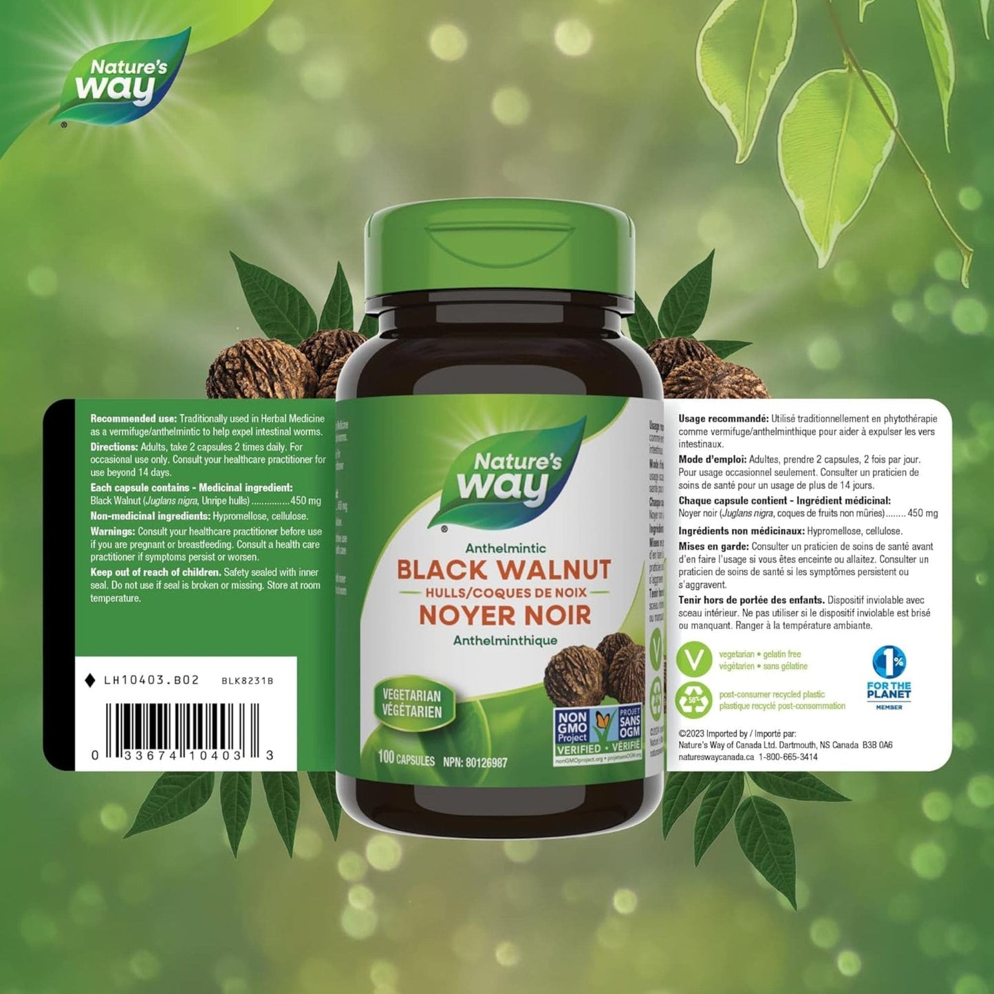100 Vegetarian Capsules | Nature's Way Black Walnut Hulls