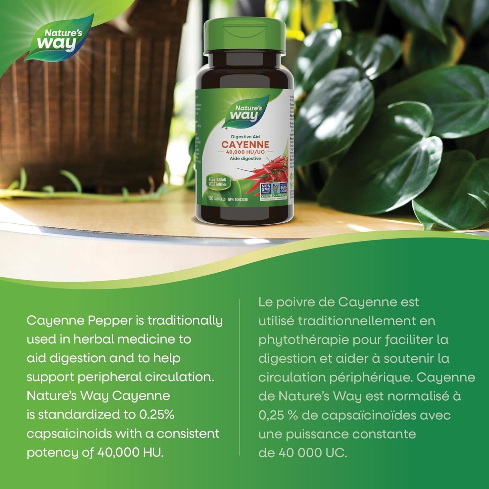 100 Capsules | Nature's Way Cayenne 40,000 HU/UC