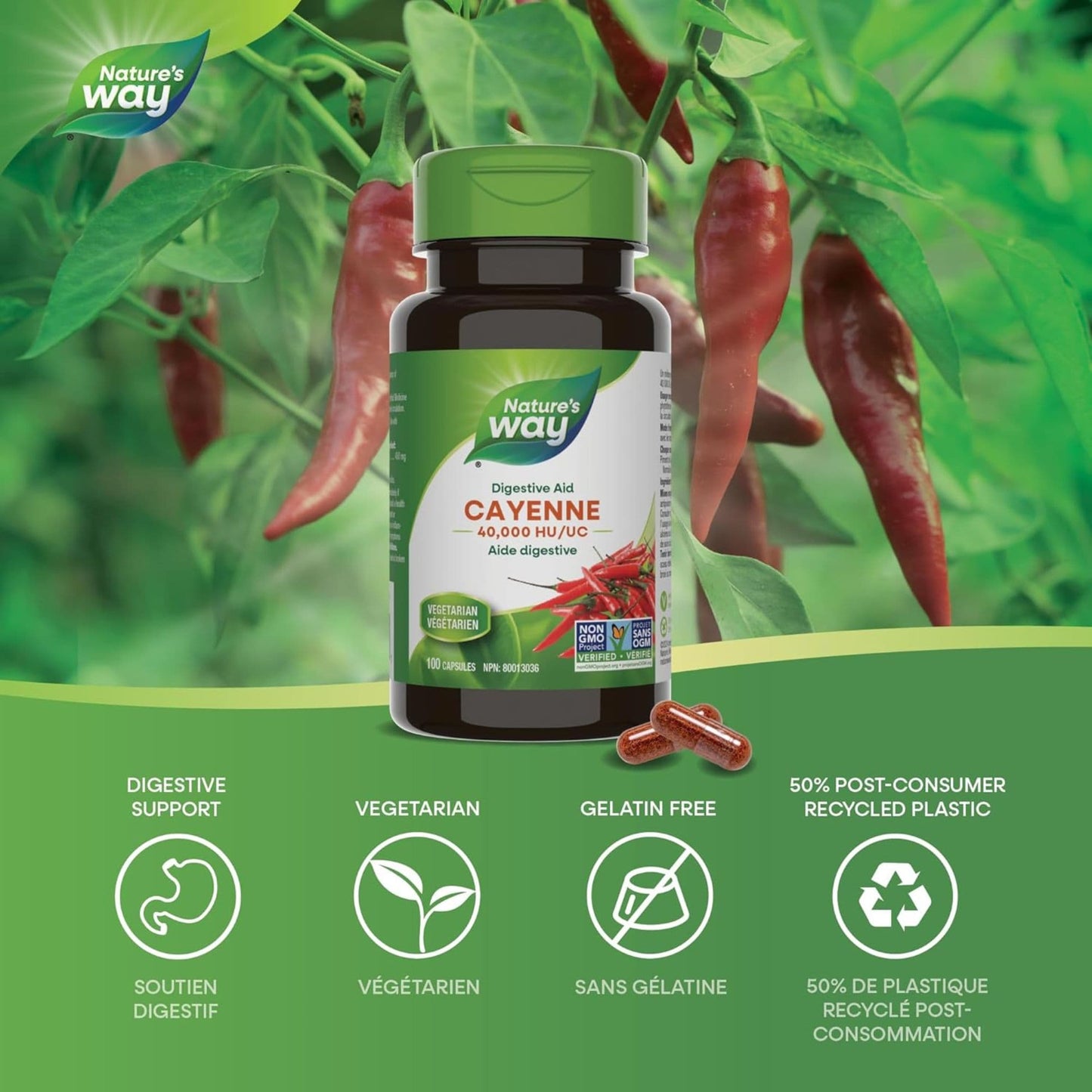 100 Capsules | Nature's Way Cayenne 40,000 HU/UC