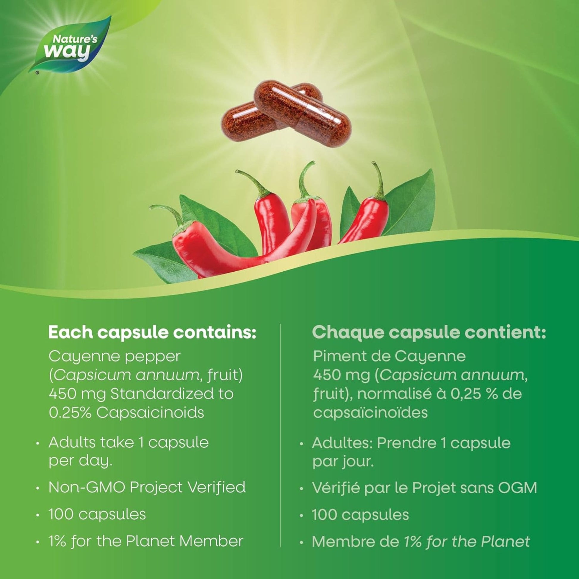 100 Capsules | Nature's Way Cayenne 40,000 HU/UC