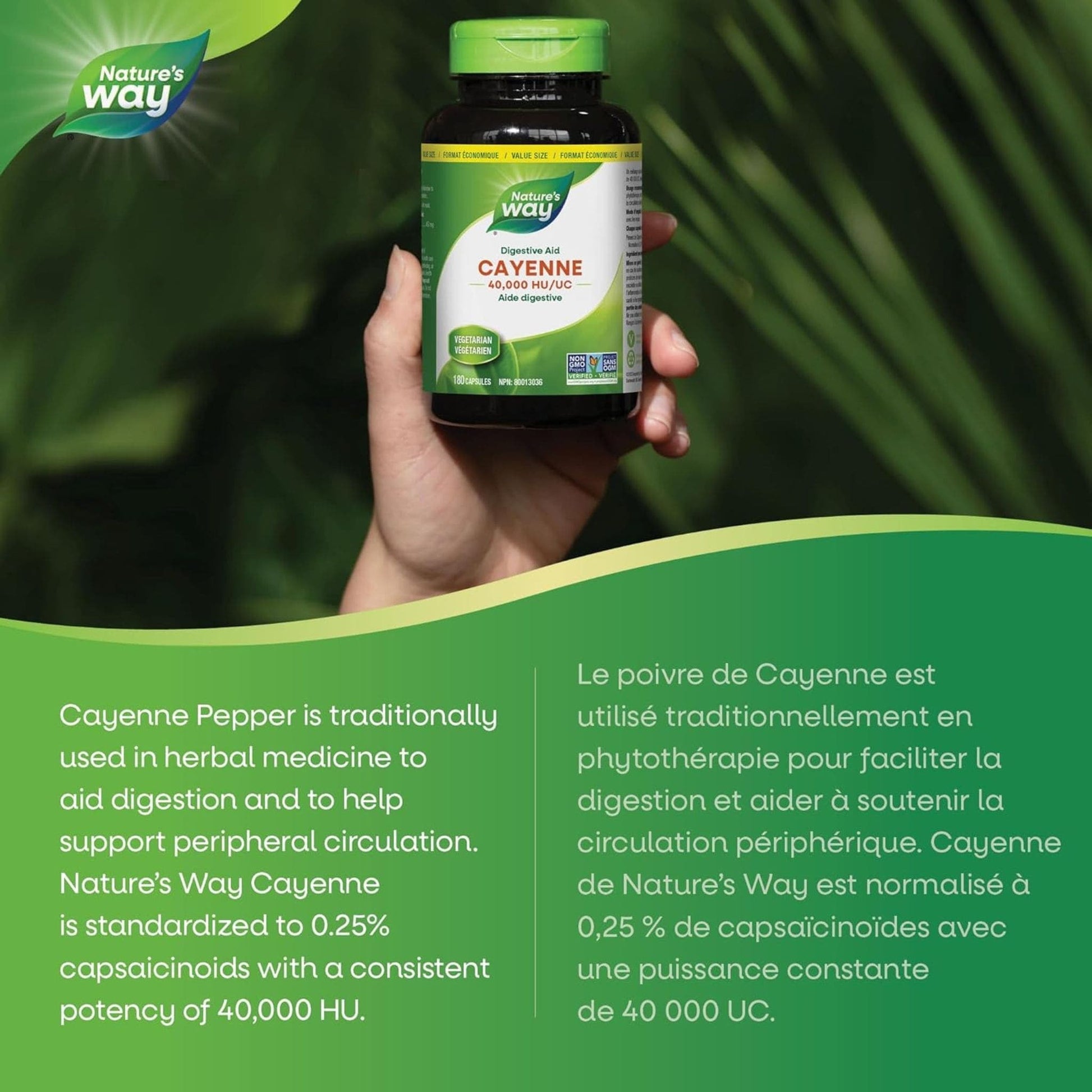 180 Capsules | Nature's Way Cayenne 40,000 HU/UC