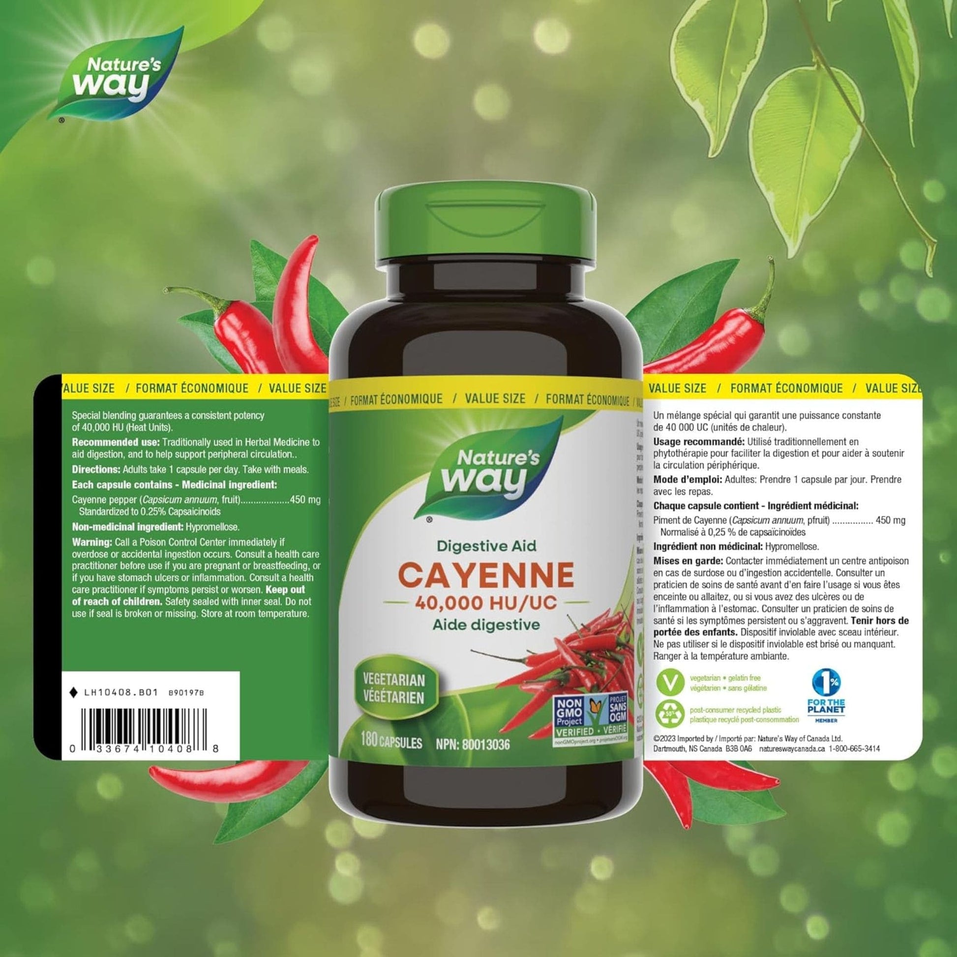 180 Capsules | Nature's Way Cayenne 40,000 HU/UC