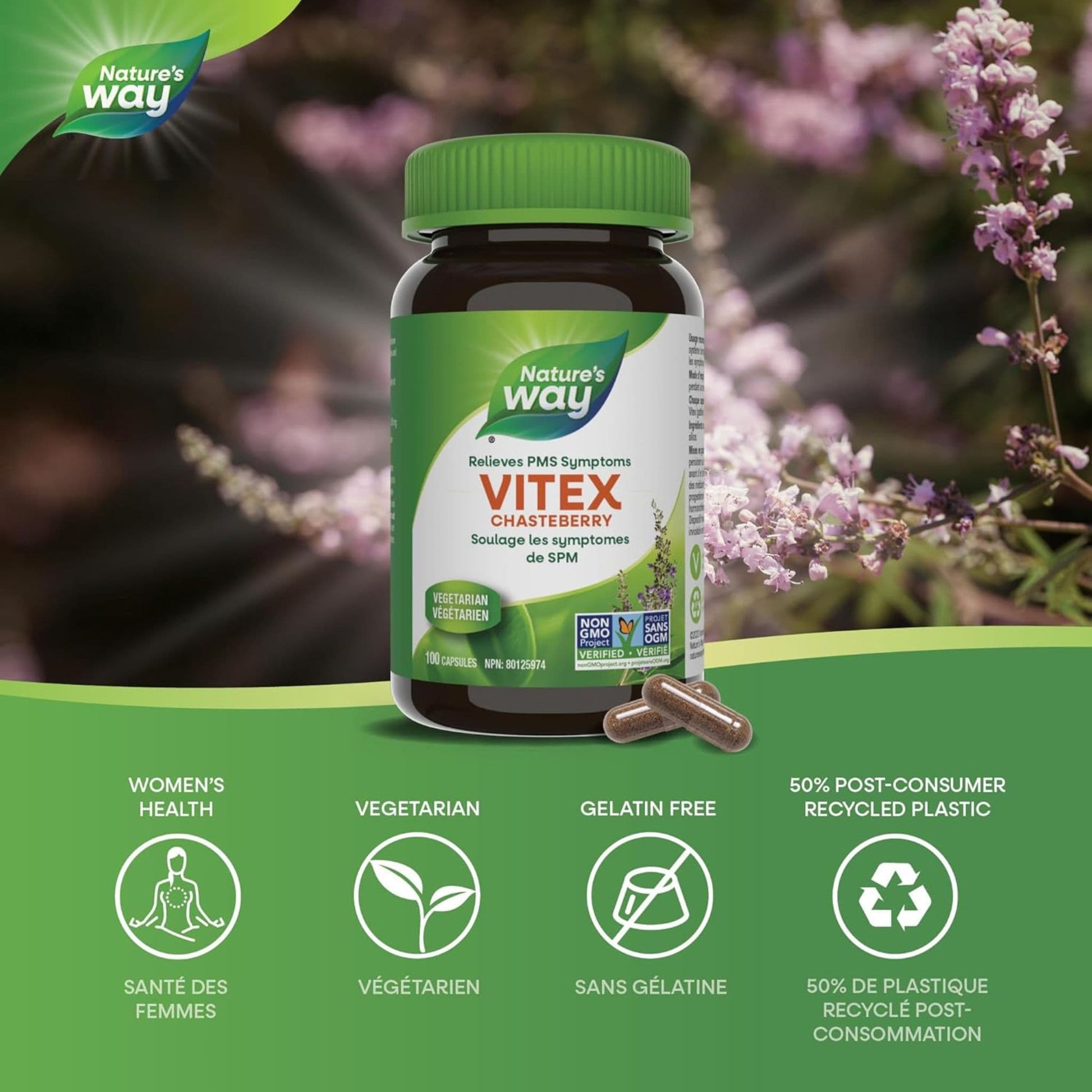 100 Capsules | Nature's Way Vitex Chasteberry