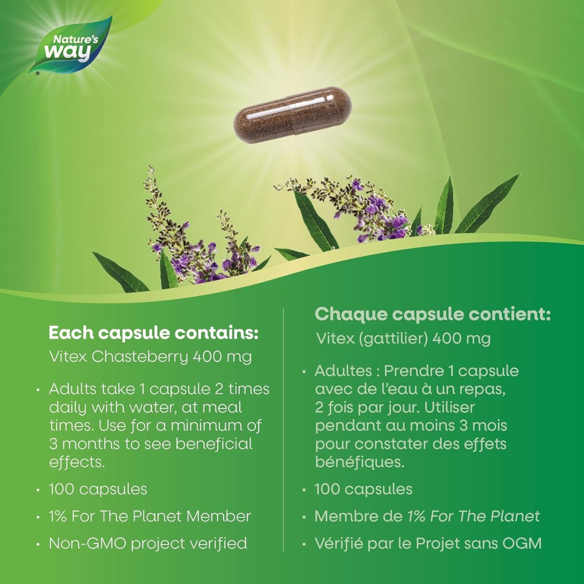 100 Capsules | Nature's Way Vitex Chasteberry