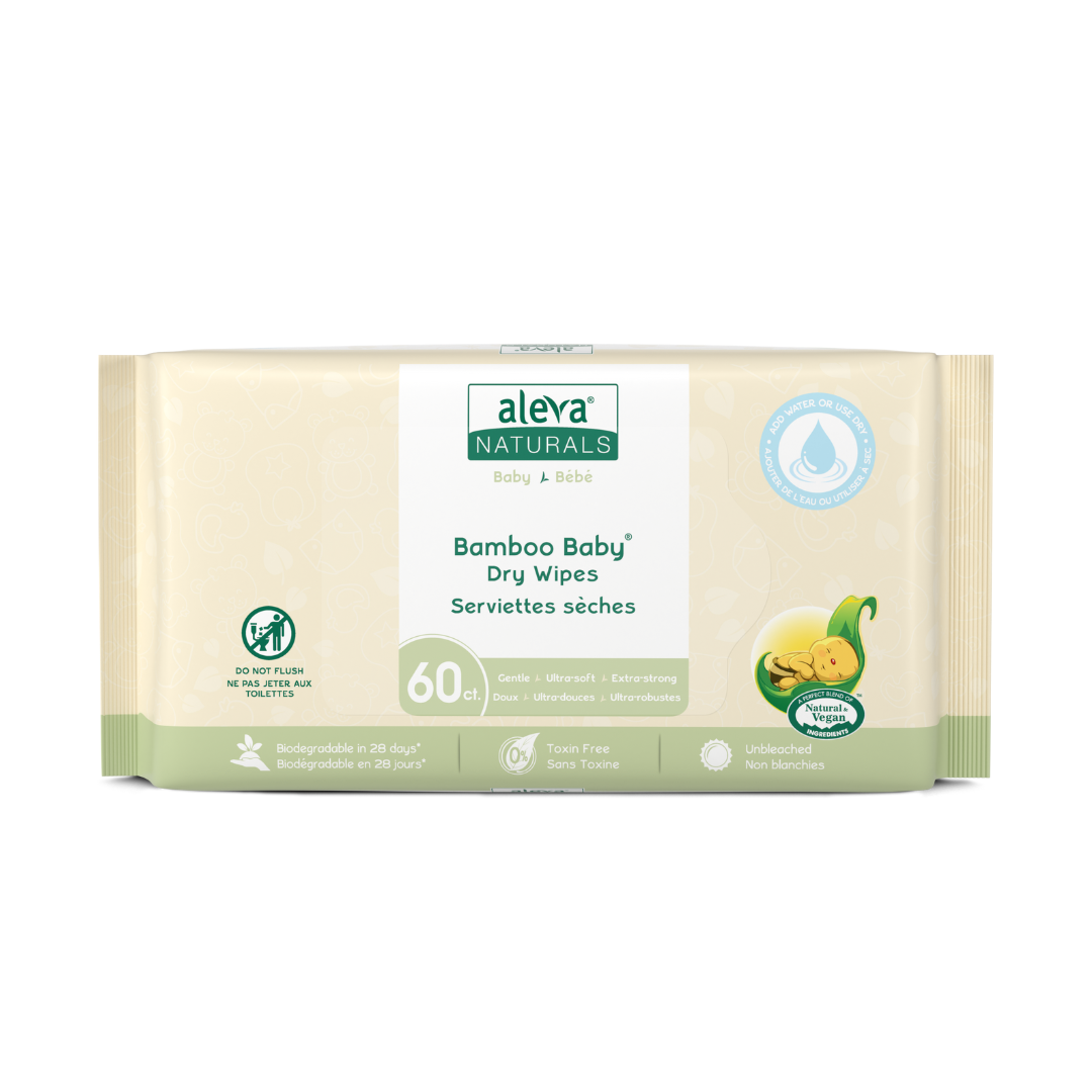 Aleva Naturals Bamboo Baby Dry Wipes 60 Wipes