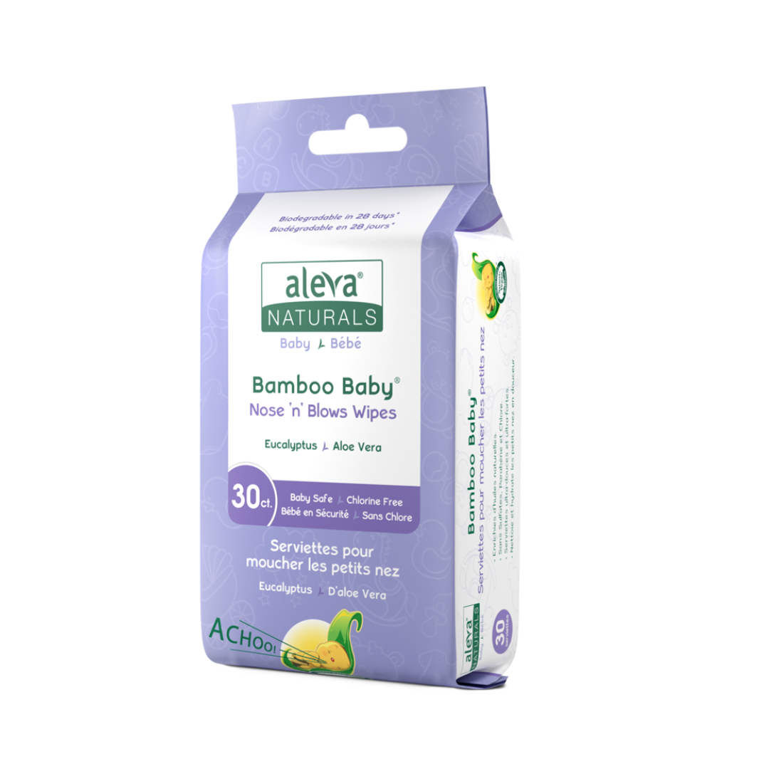 Aleva Naturals Bamboo Baby Nose 'n' Blows Wipes 30 Wipes