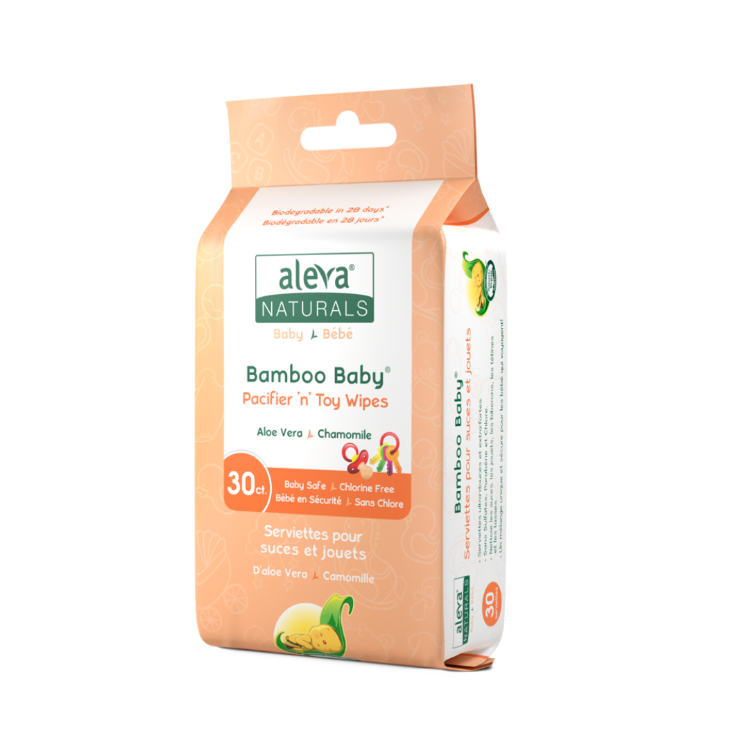 Aleva Naturals Bamboo Baby Pacifier 'n' Toy Wipes 30 Wipes