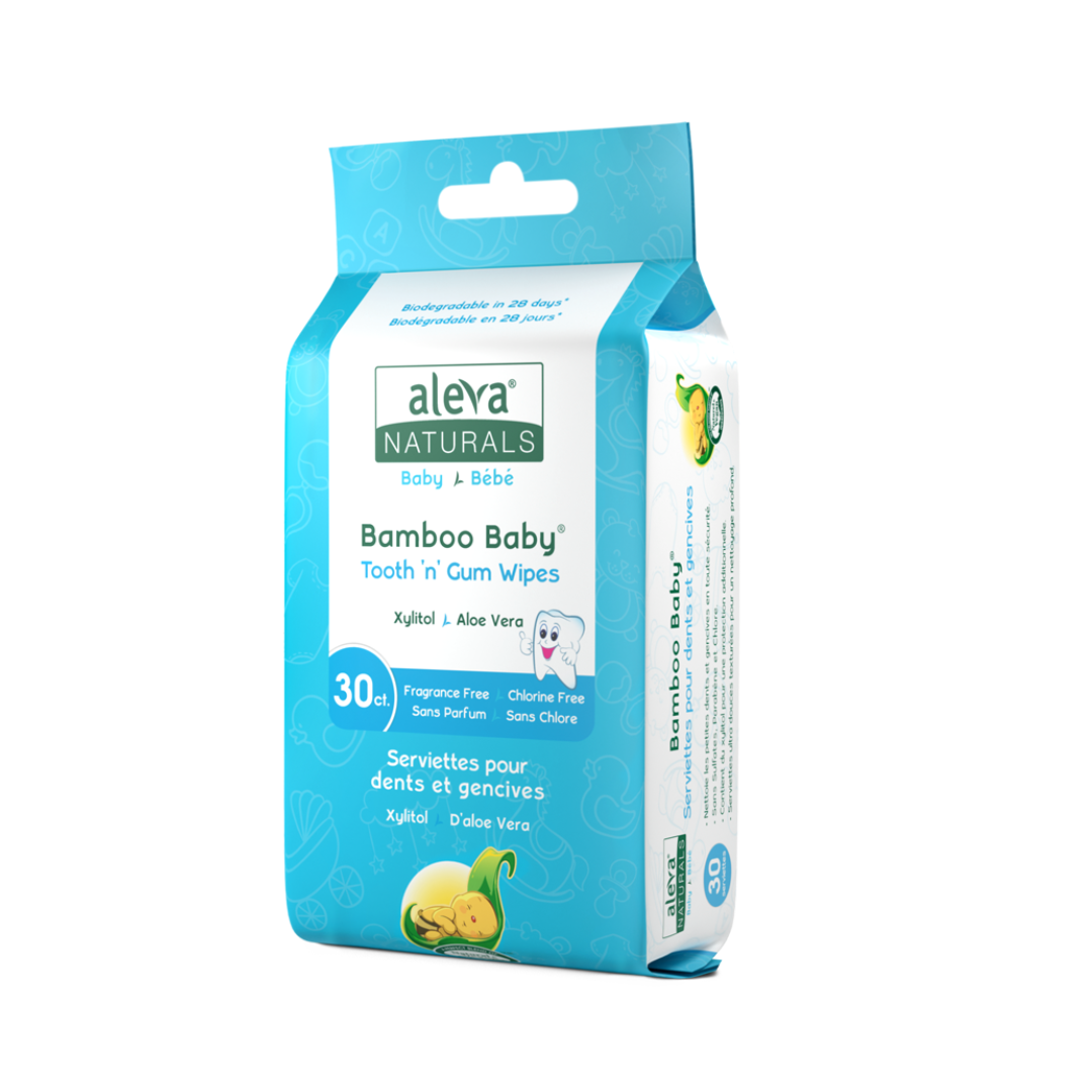 Aleva Naturals Bamboo Baby Tooth 'n' Gum Wipes 30 Wipes