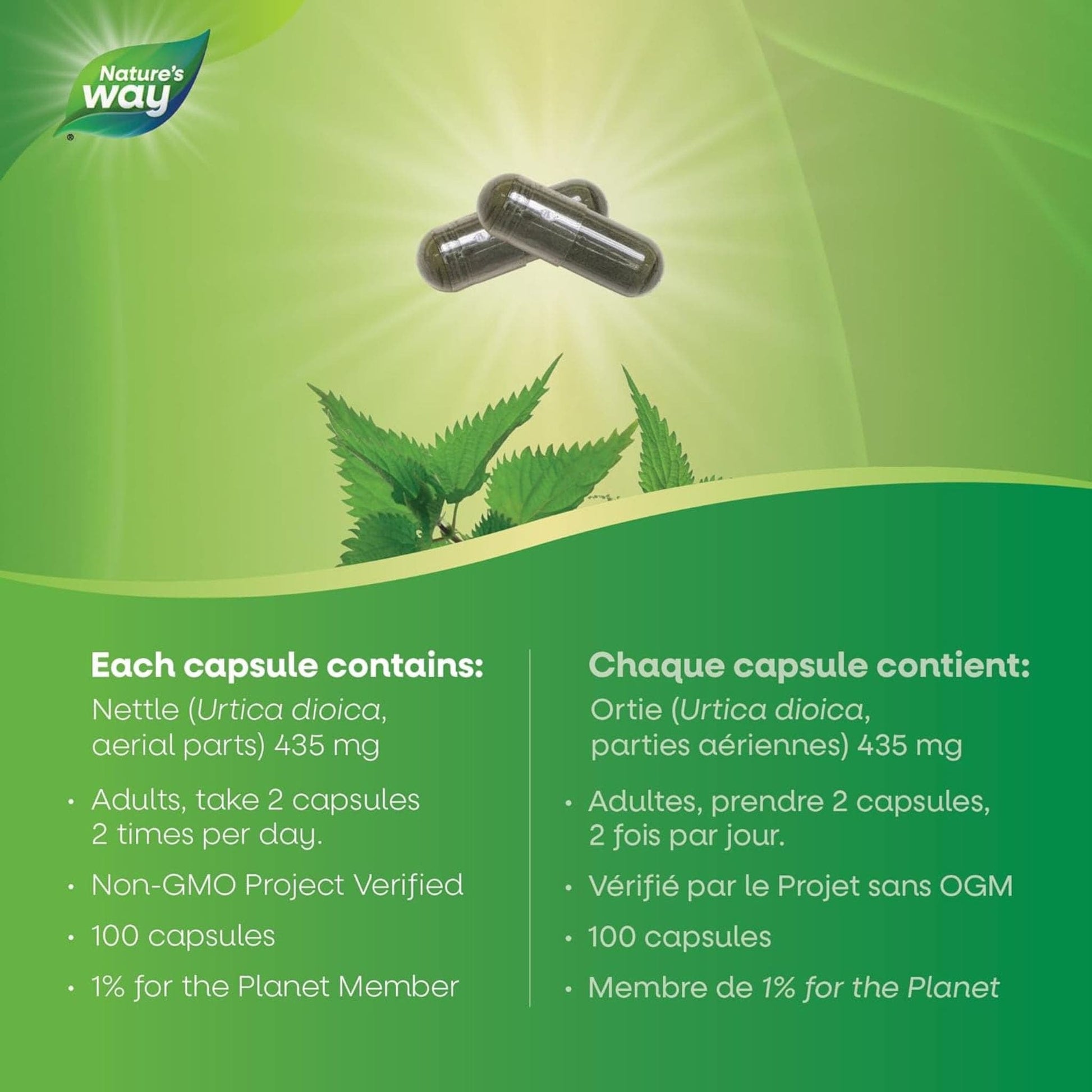 100 Vegetarian Capsules | Nature's Way Nettle Aerial Parts