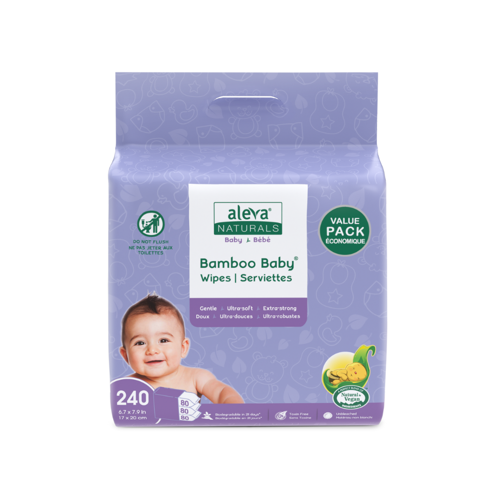 Aleva Naturals Bamboo Baby Wipes 3-Pack (240 Wipes)