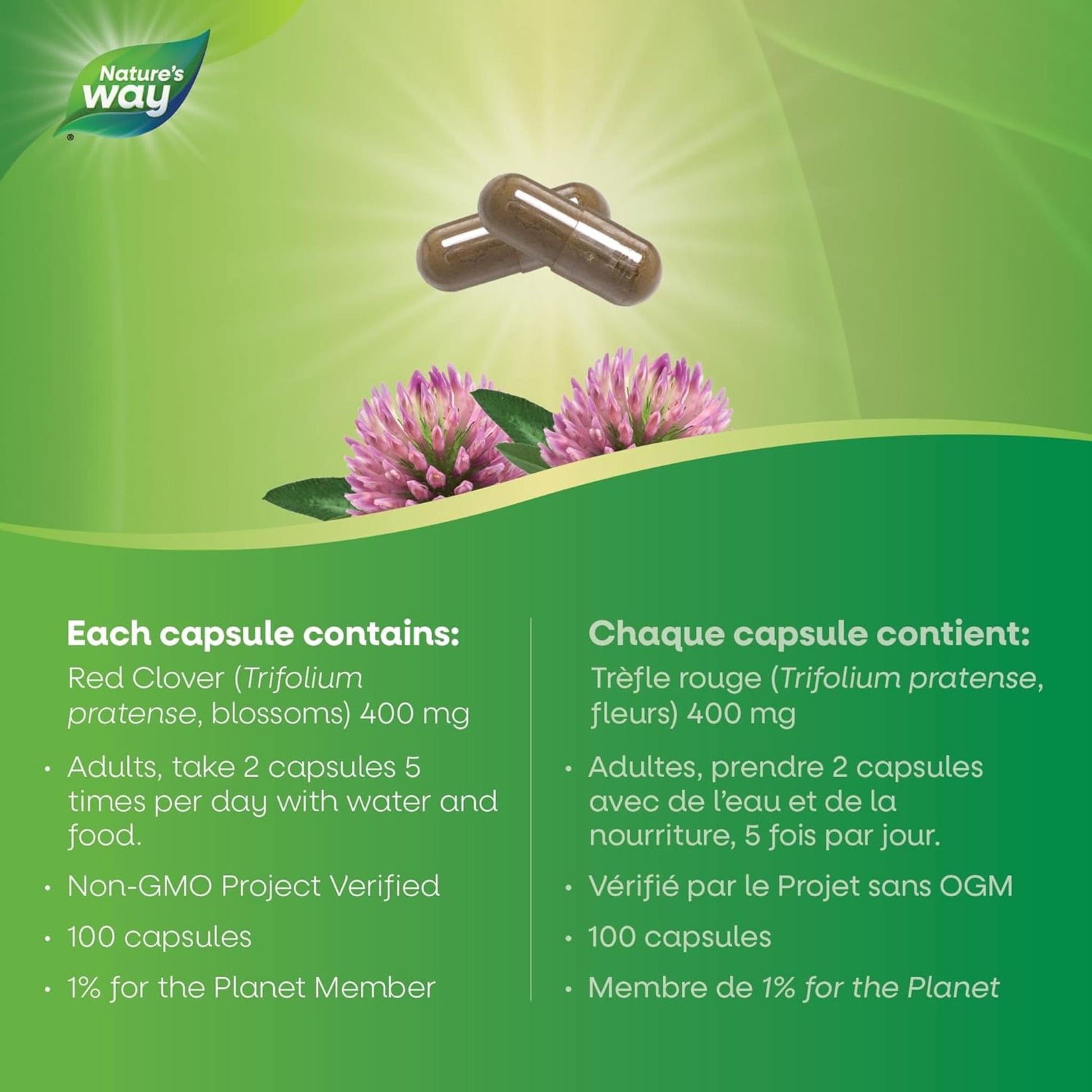 100 Vegetarian Capsules | Nature's Way Red Clover Blossom