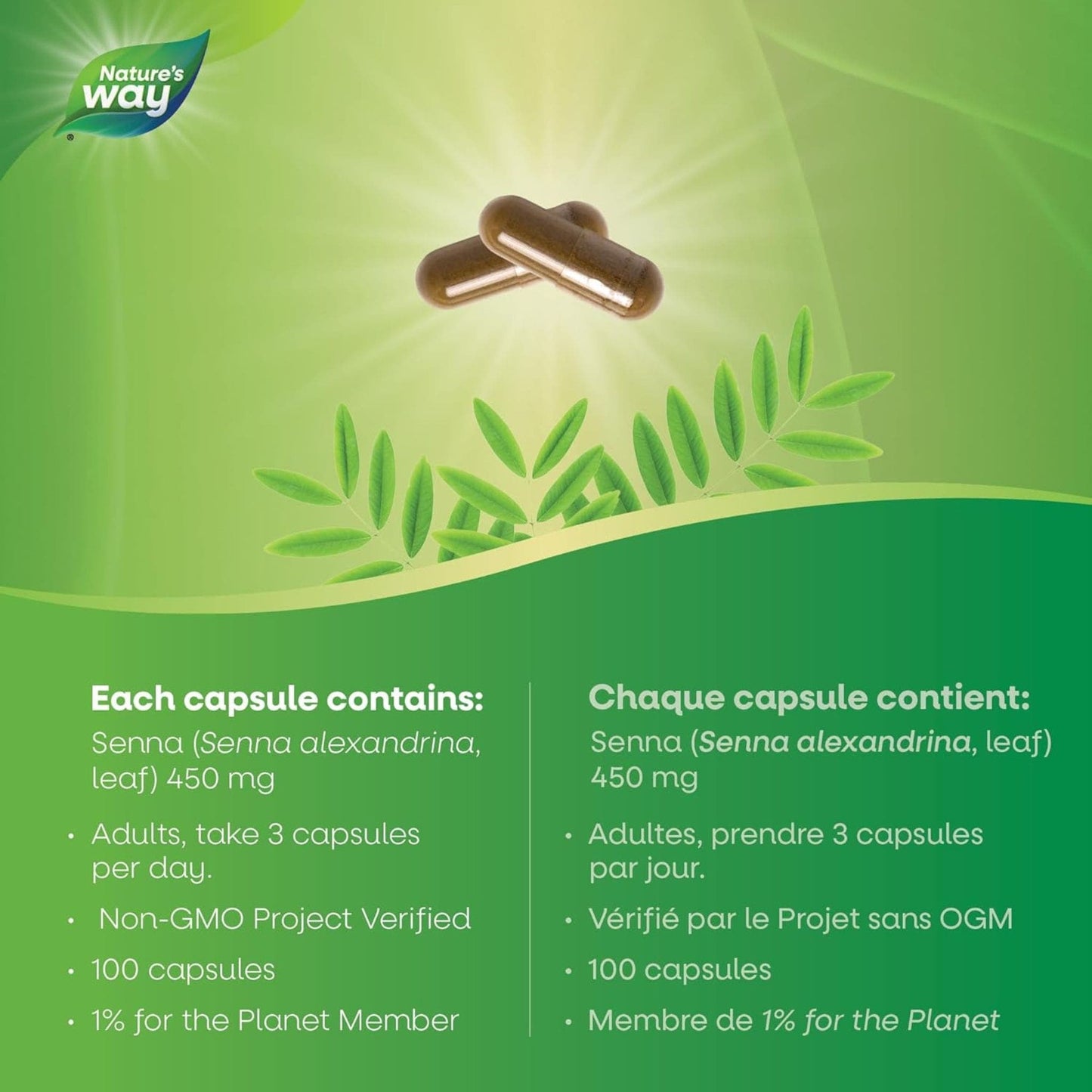 100 Vegetable Capsules | Nature's Way Senna Leaves