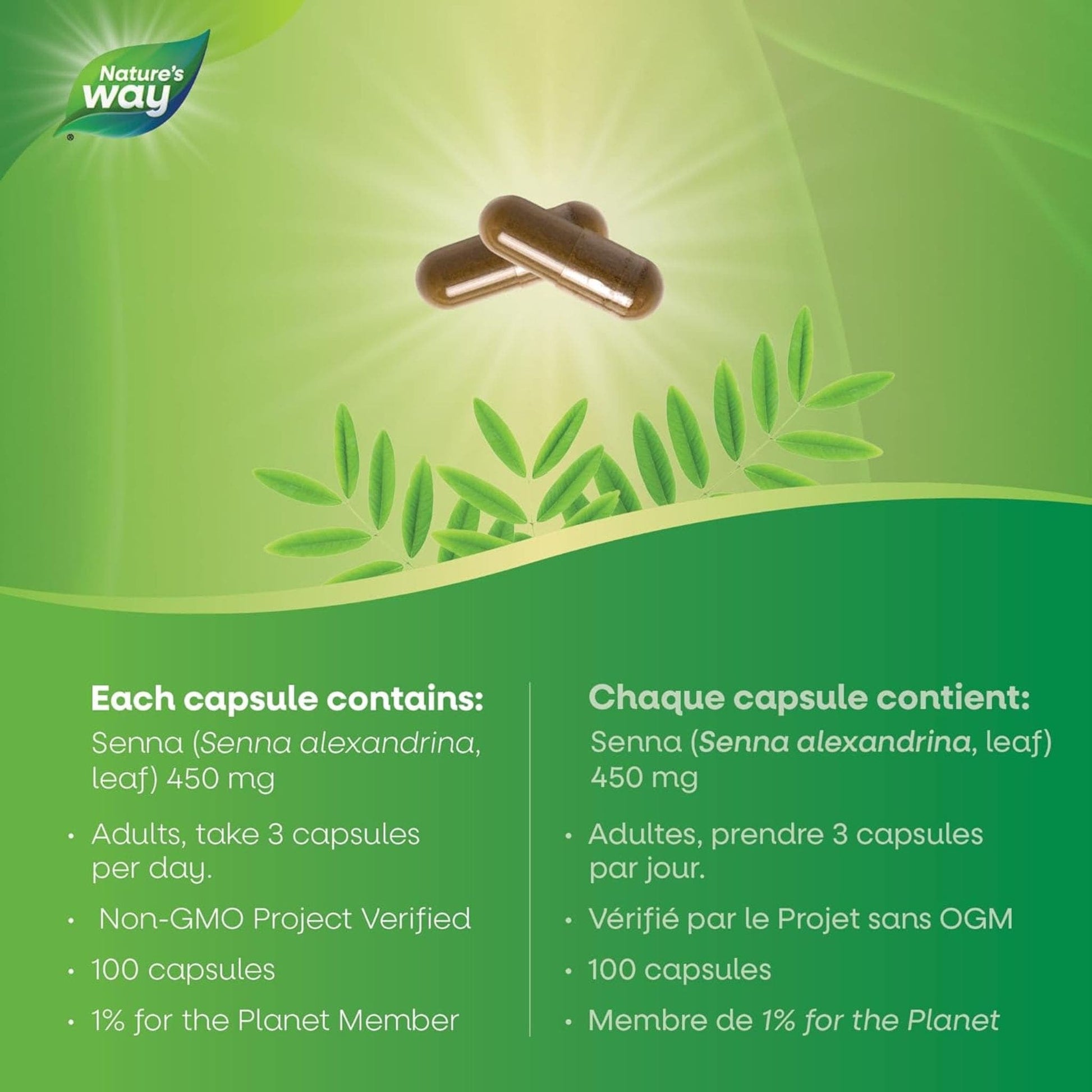 100 Vegetable Capsules | Nature's Way Senna Leaves