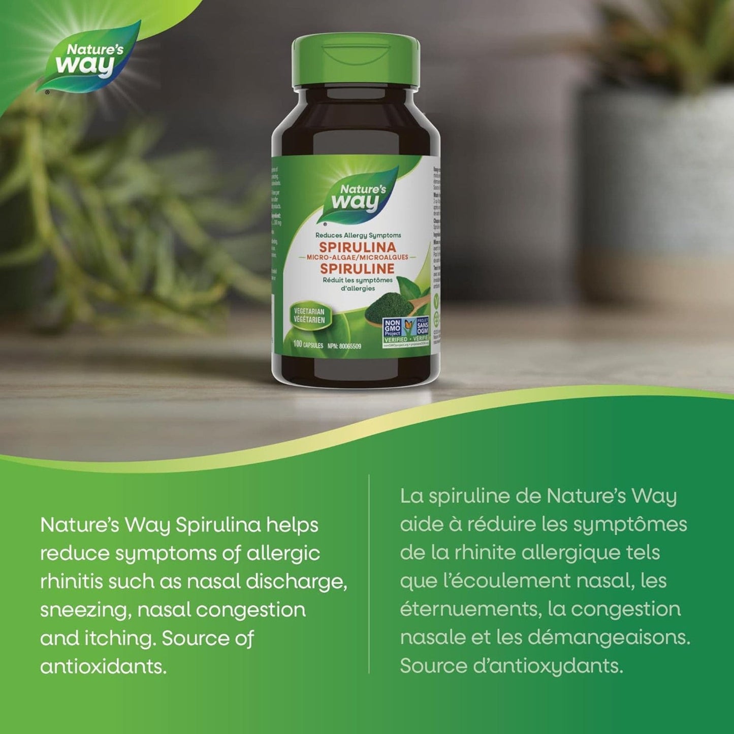 100 Vegetable Capsules | Nature's Way Spirulina Micro-Algae