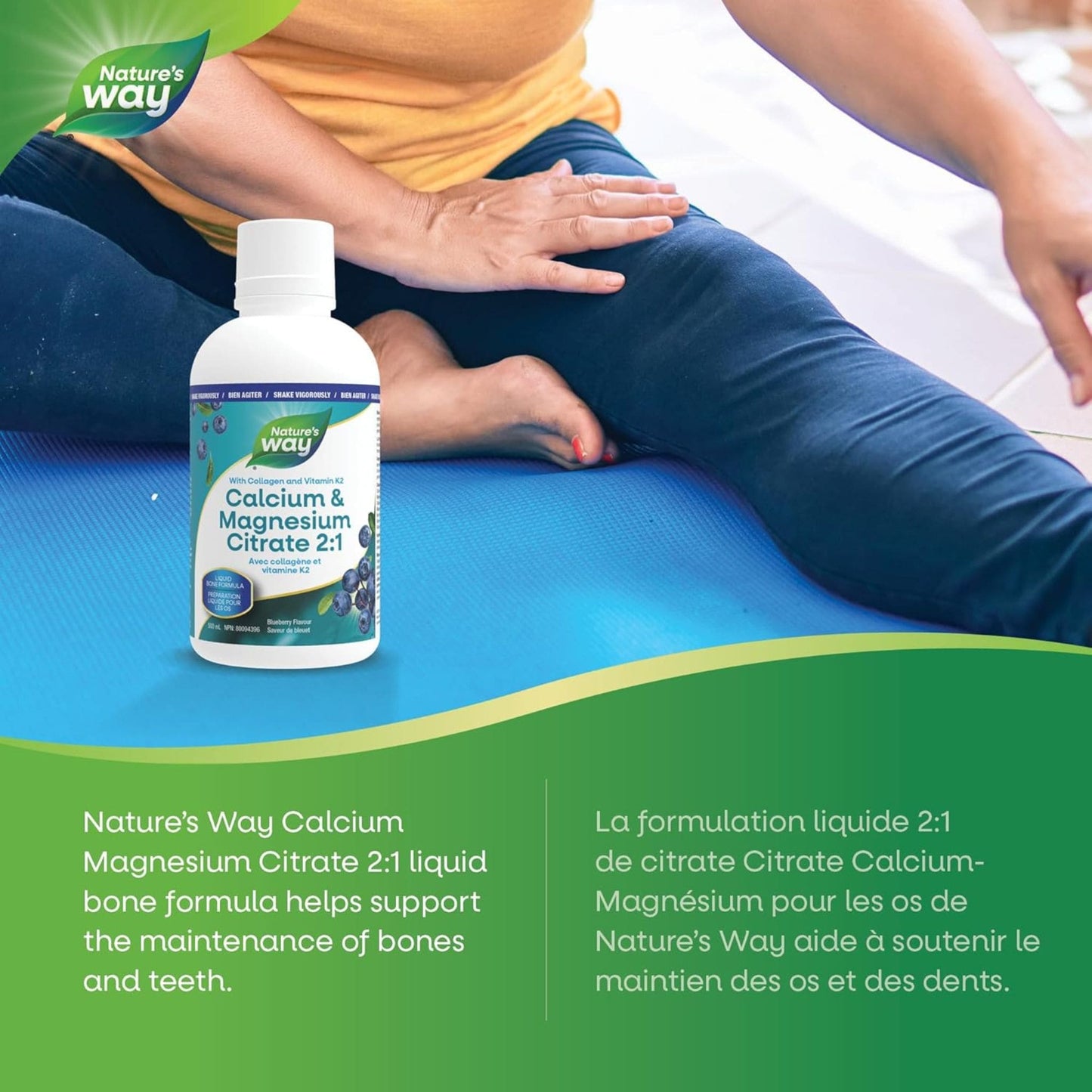 Blueberry Flavour, 500mL |Nature's Way Calcium & Magnesium Citrate 2:1 with Collagen and Vitamin K2