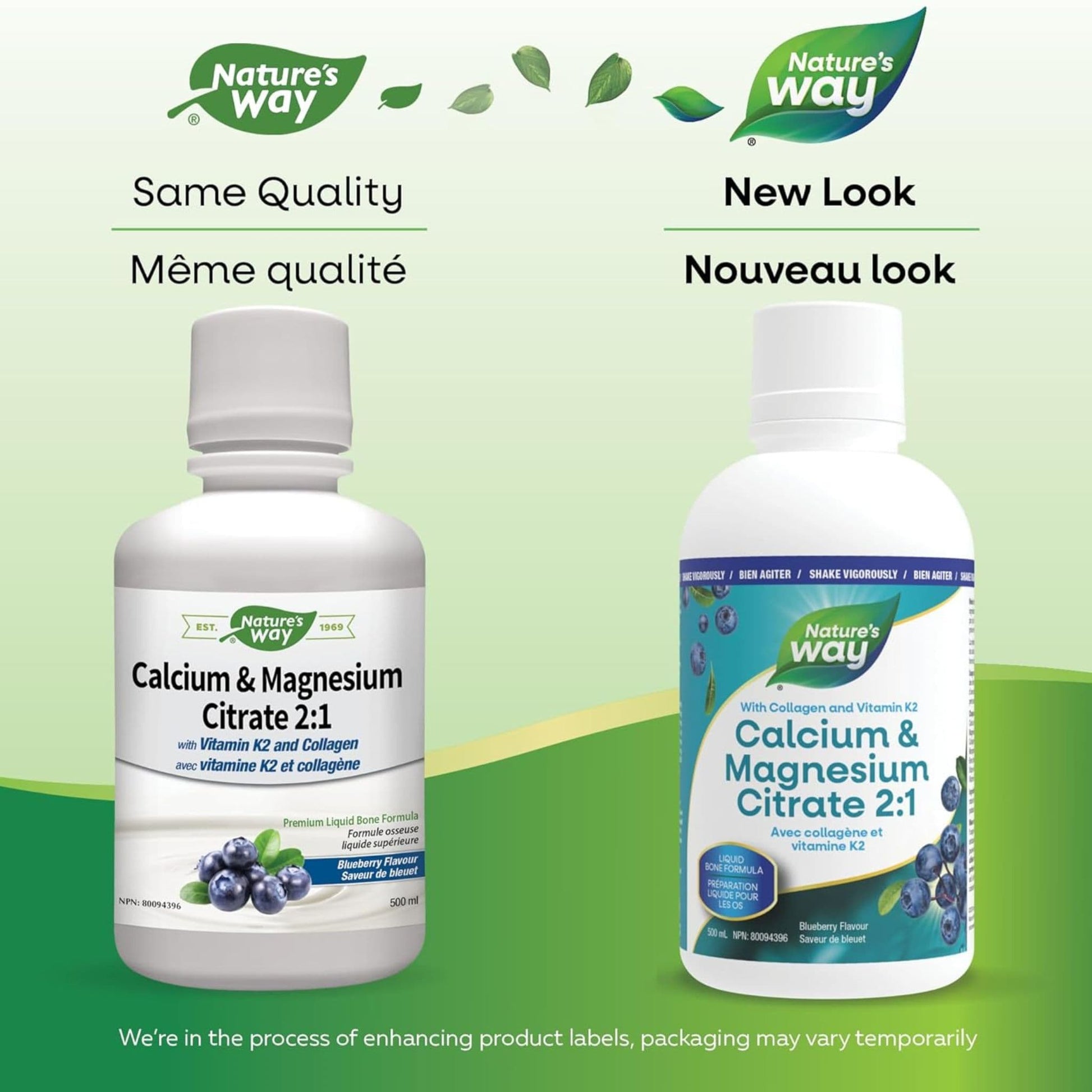 Blueberry Flavour, 500mL |Nature's Way Calcium & Magnesium Citrate 2:1 with Collagen and Vitamin K2