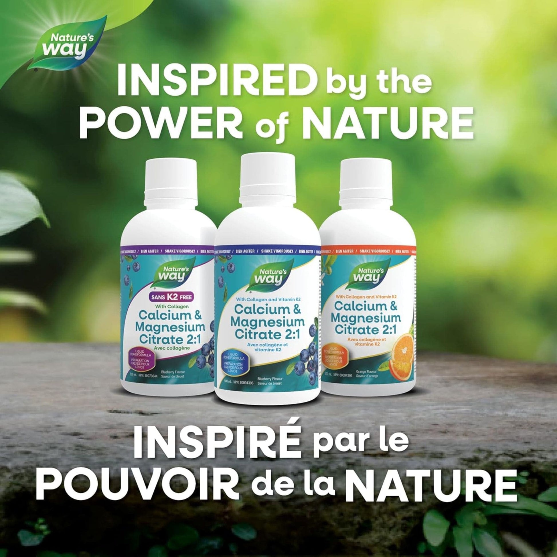 Blueberry Flavour, 500mL |Nature's Way Calcium & Magnesium Citrate 2:1 with Collagen and Vitamin K2