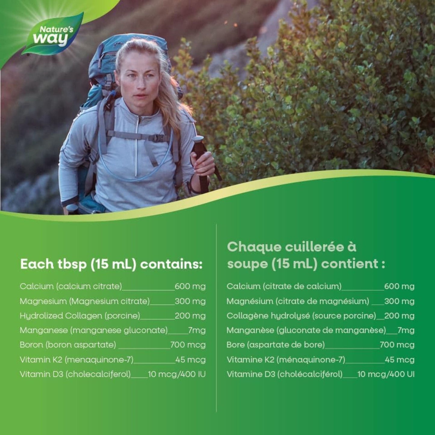 Blueberry Flavour, 500mL |Nature's Way Calcium & Magnesium Citrate 2:1 with Collagen and Vitamin K2