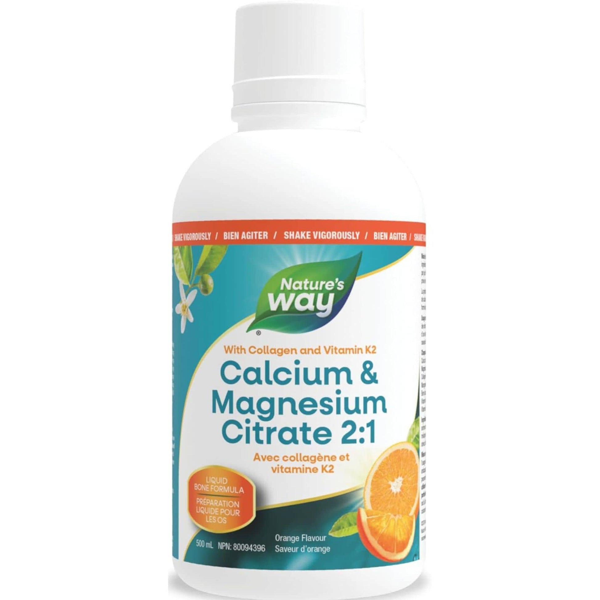 Orange Flavour, 500mL |Nature's Way Calcium & Magnesium Citrate 2:1 with Collagen and Vitamin K2