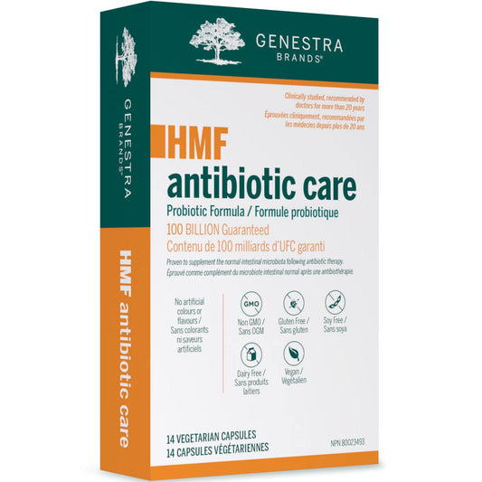 14 Vegetarian Capsules | Genestra Brands HMF Antibiotic Care 100 Billion CFU