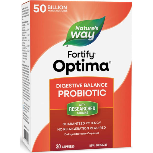 30 Capsules | Nature's Way Fortify Optima Digestive Balance Probiotic, 50 Billion Active Cultures