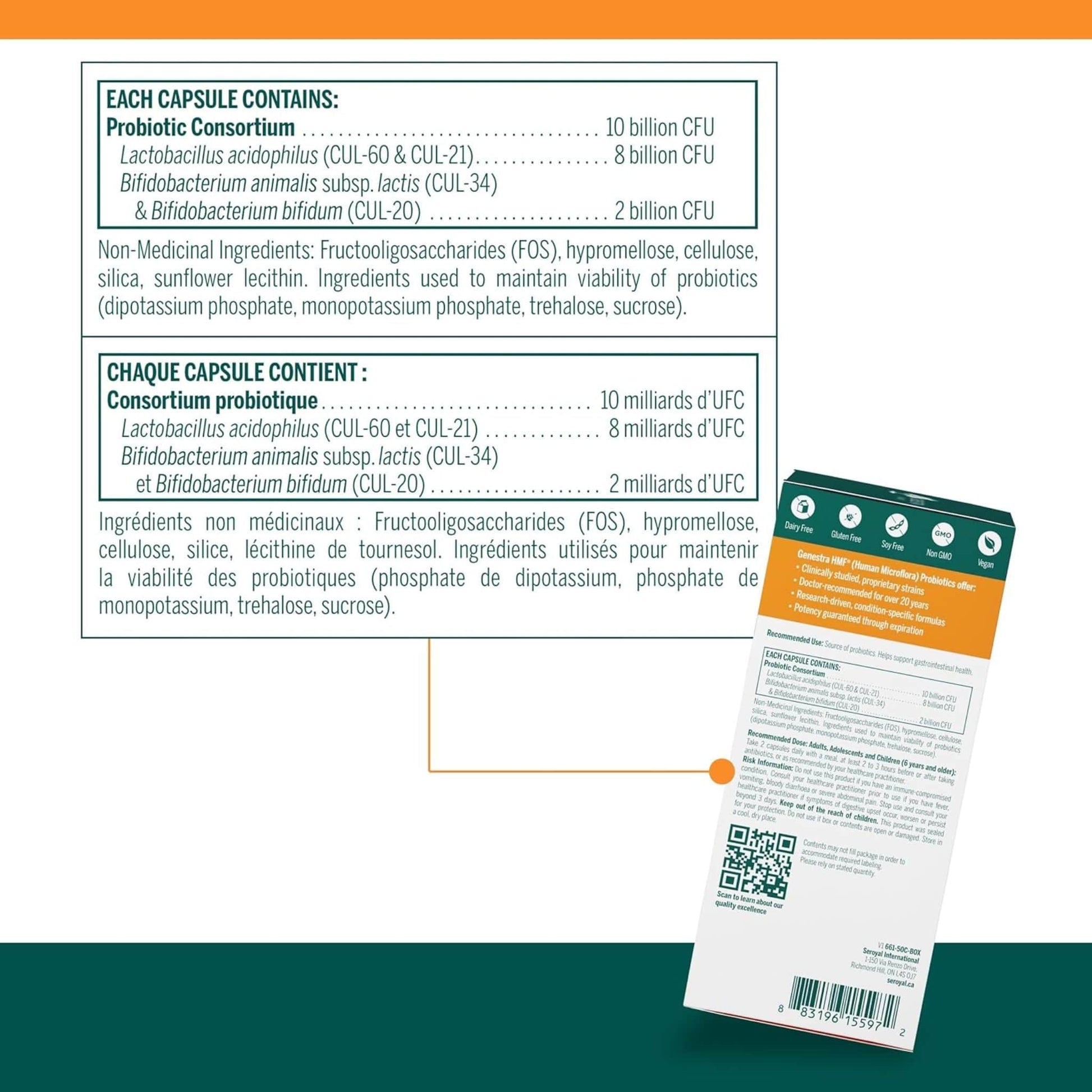 50 Vegetarian Capsules | Genestra Brands HMF Forte Probiotic