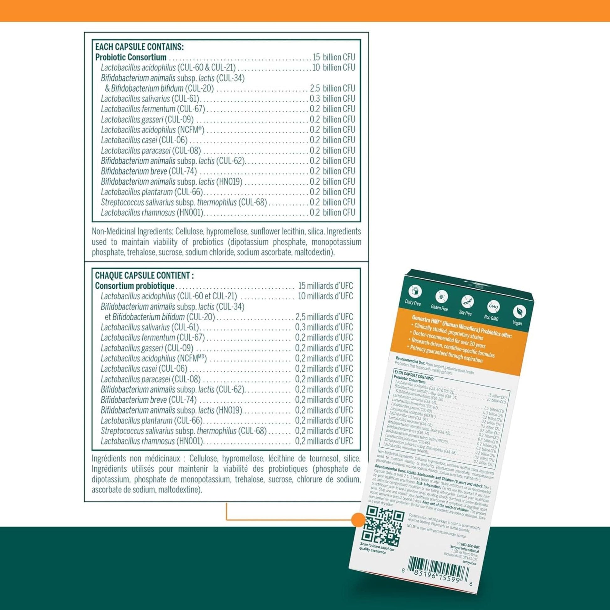 50 Vegetarian Capsules | Genestra Brands HMF Multi Strain Probiotic