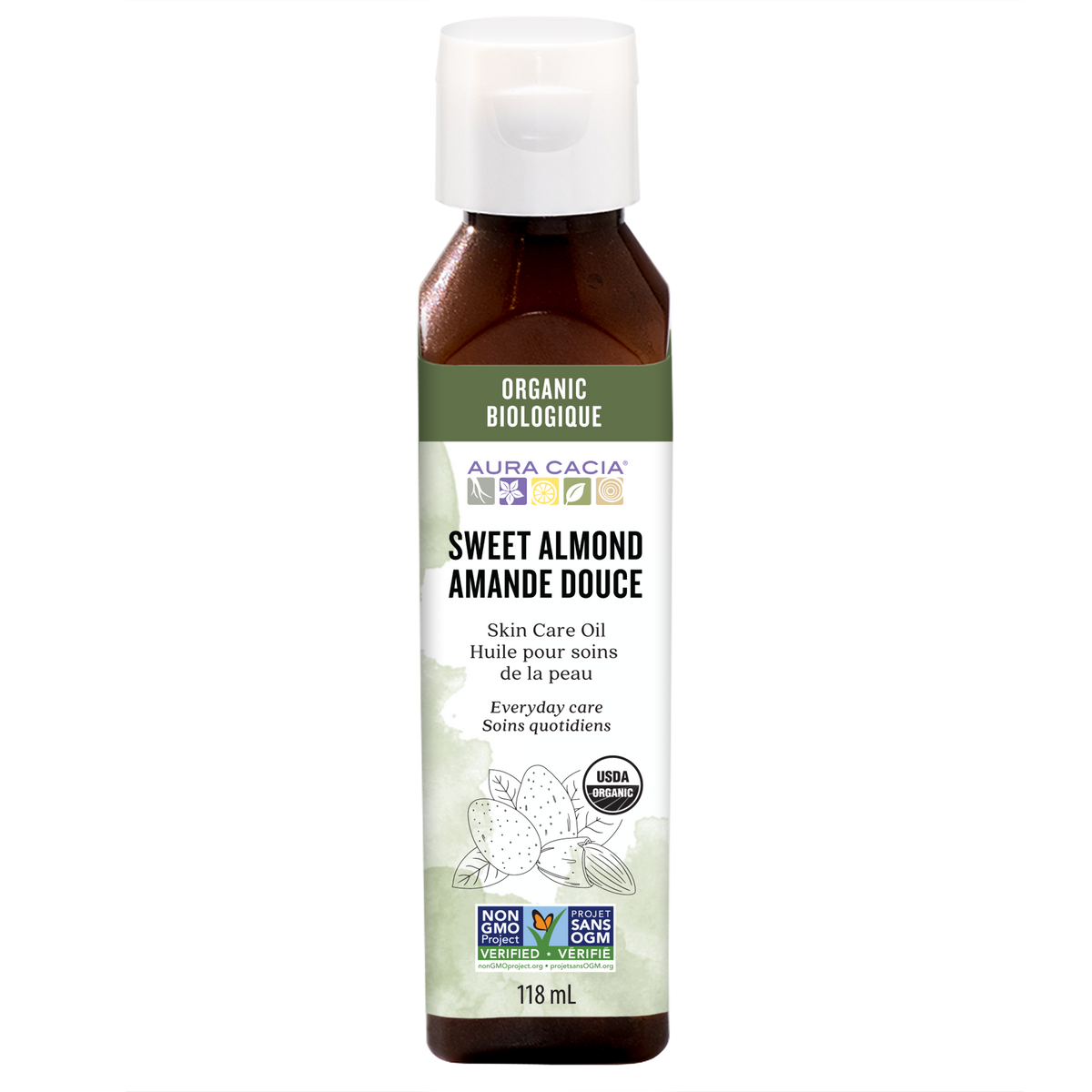 Aura Cacia Sweet Almond Skin Care Oil Certified Organic 118ml