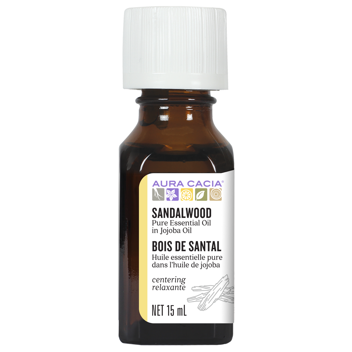 Aura Cacia Sandalwood Essential Oil In Jojoba Oil 15ml