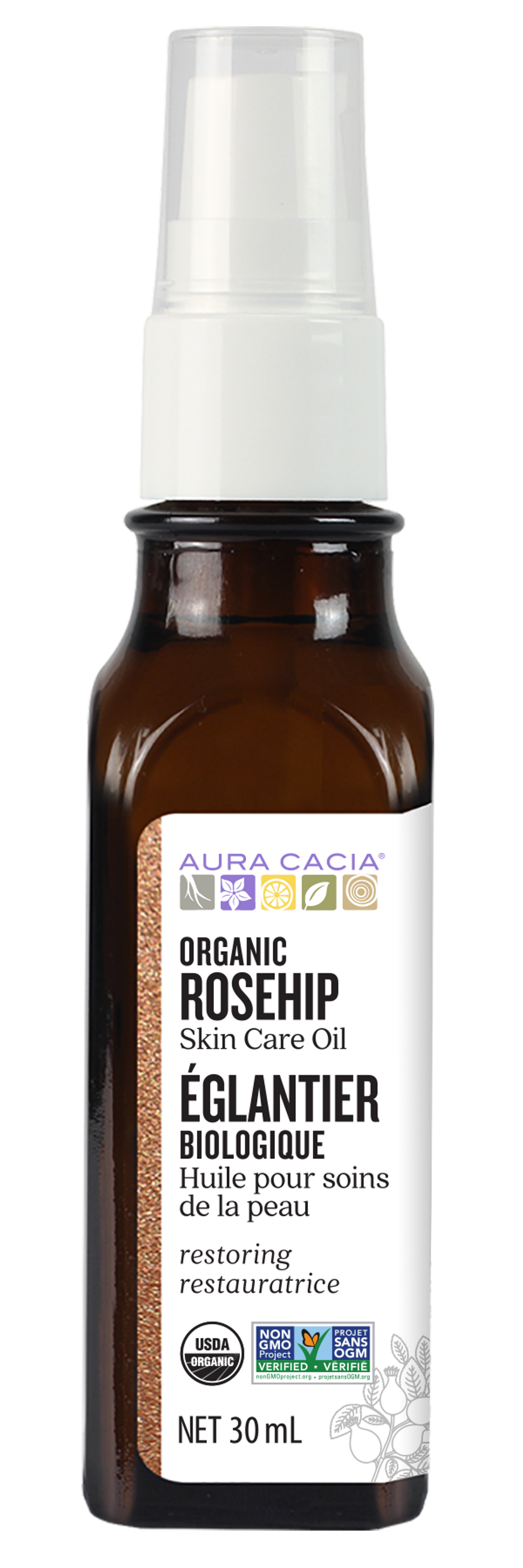 Aura Cacia Organic Rosehip Oil Bottle 28ml