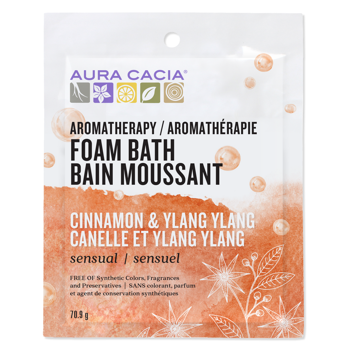 Aura Cacia Aromatherapy Foam Bath, 6-Pack Cinnamon & Ylang Ylang 6 x 71g