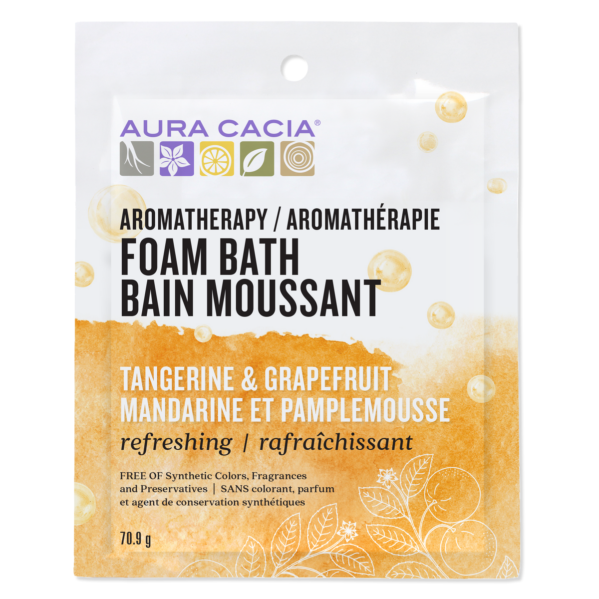 Aura Cacia Aromatherapy Foam Bath, 6-Pack Tangerine & Grapefruit 6 x 71g