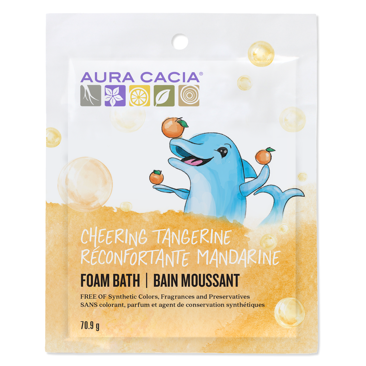 Aura Cacia Kids Aromatherapy Foam Bath, 6-Pack Cheering Sweet Orange & Tangerine 6 x 71g