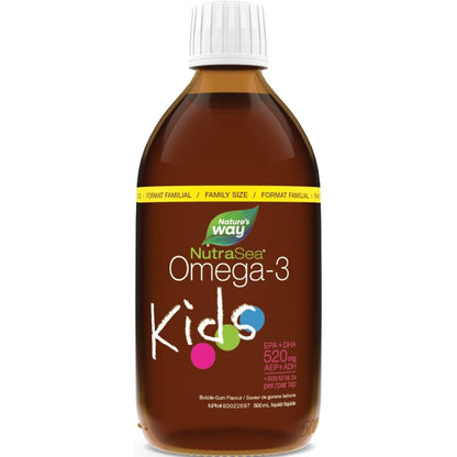 Bubble Gum Flavour, 500 mL | Nature's Way NutraSea Omega-3 Kids EPA+DHA 520 mg