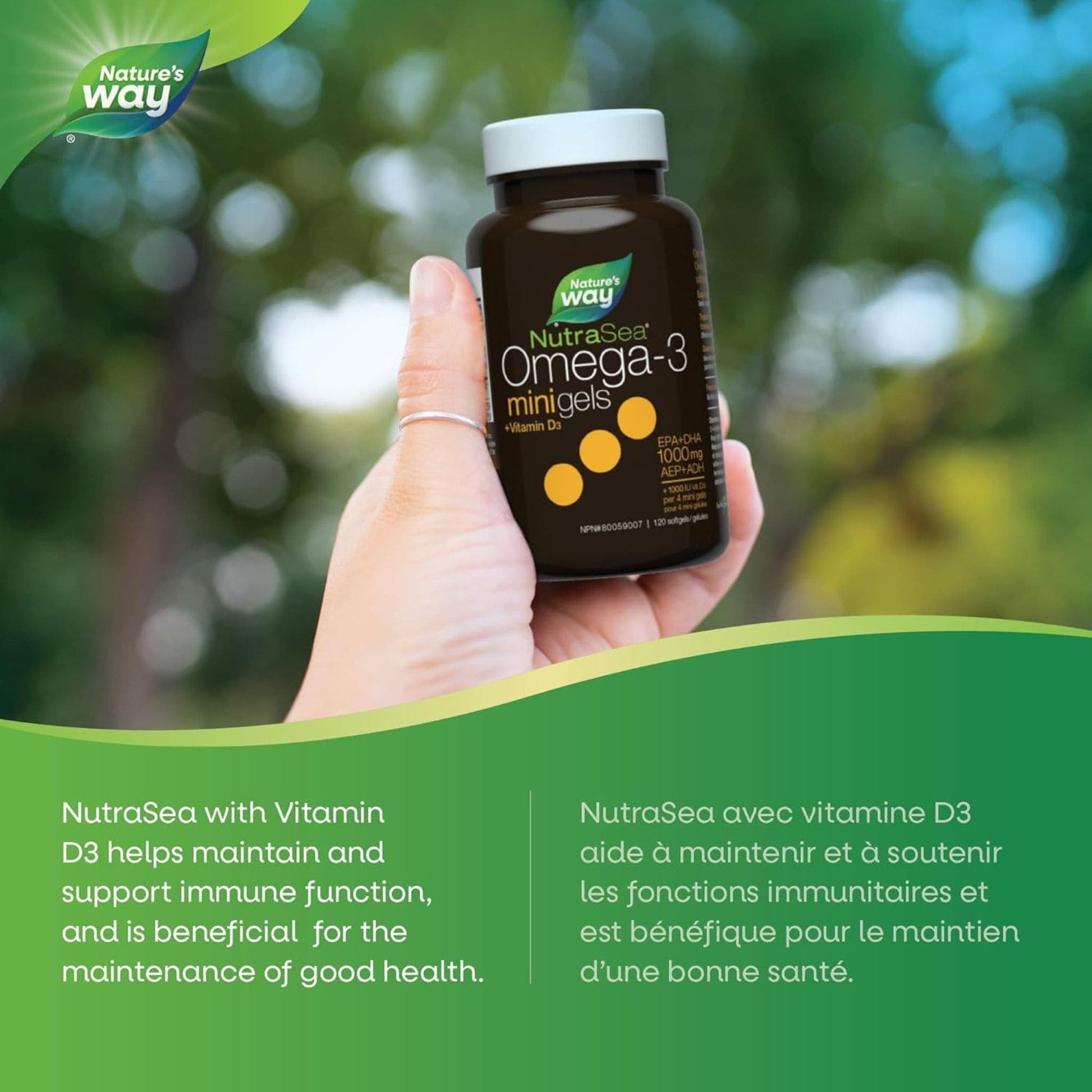 Fresh Mint, 120 Softgels | Nature's Way NutraSea Omega-3 + Vitamin D3 Minigels