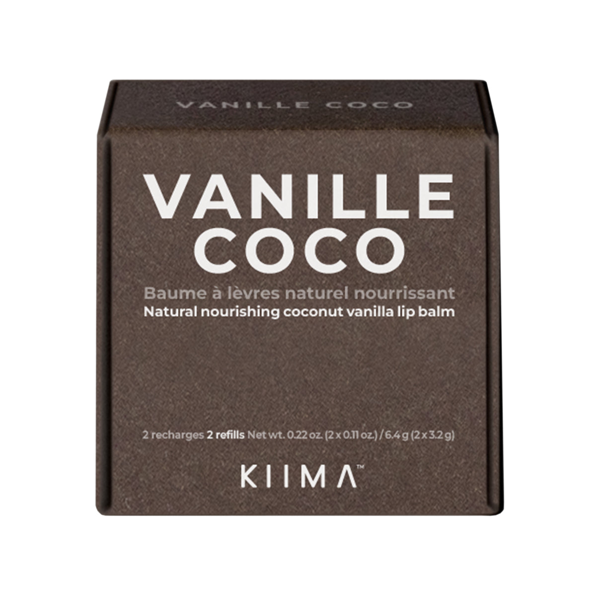 KIIMA Nourishing Lip Balm Refills, Vegan, 4 Flavours, 2 x 3.2g - Coconut Vanilla