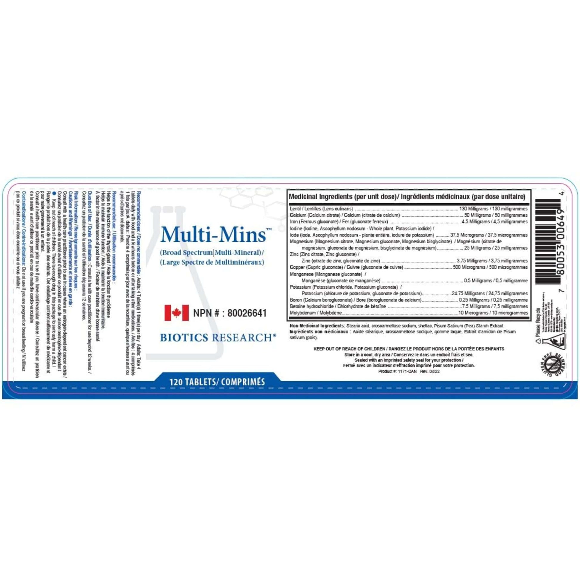 120 Tablets | Biotics Research Multi-Mins