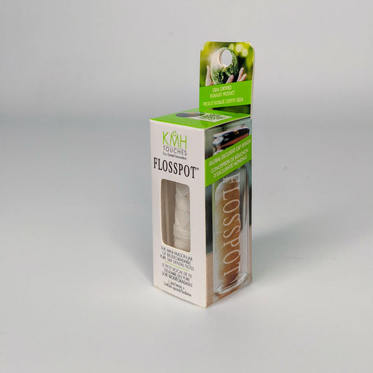 KMH Touches Flosspot Silk Dental Floss, Refillable Glass Jar or 2 x 40m Refills - Glass Jar + 40m Spool