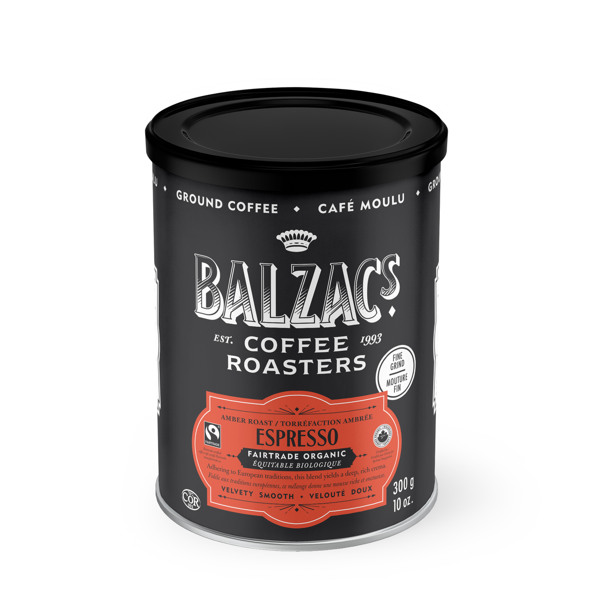 Balzac's Organic Espresso Blend Coffee - 300g Ground Tin