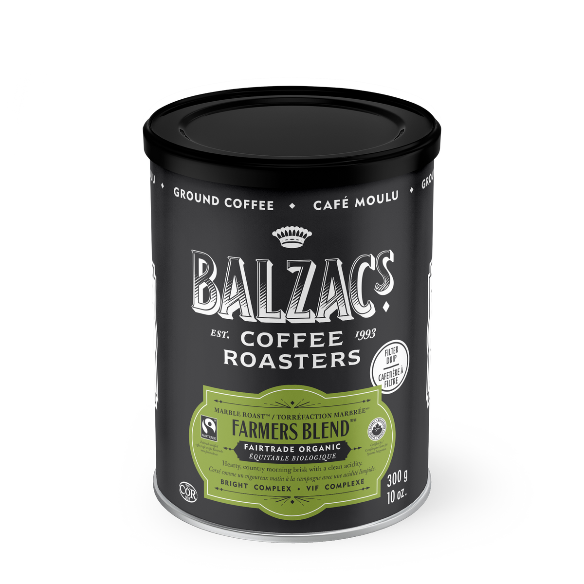 Balzac's Organic Farmers Blend Coffee - 300g Ground Tin