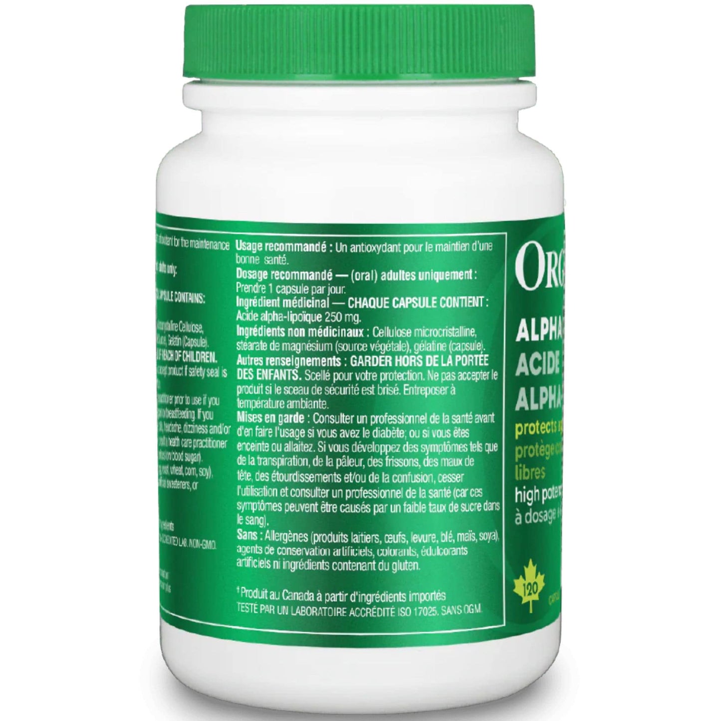 120 Capsules | Organika Alpha Lipoic Acid 250 mg