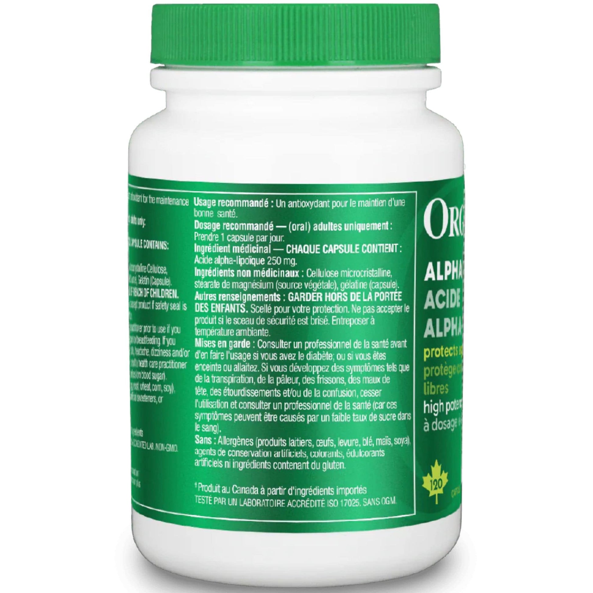 120 Capsules | Organika Alpha Lipoic Acid 250 mg