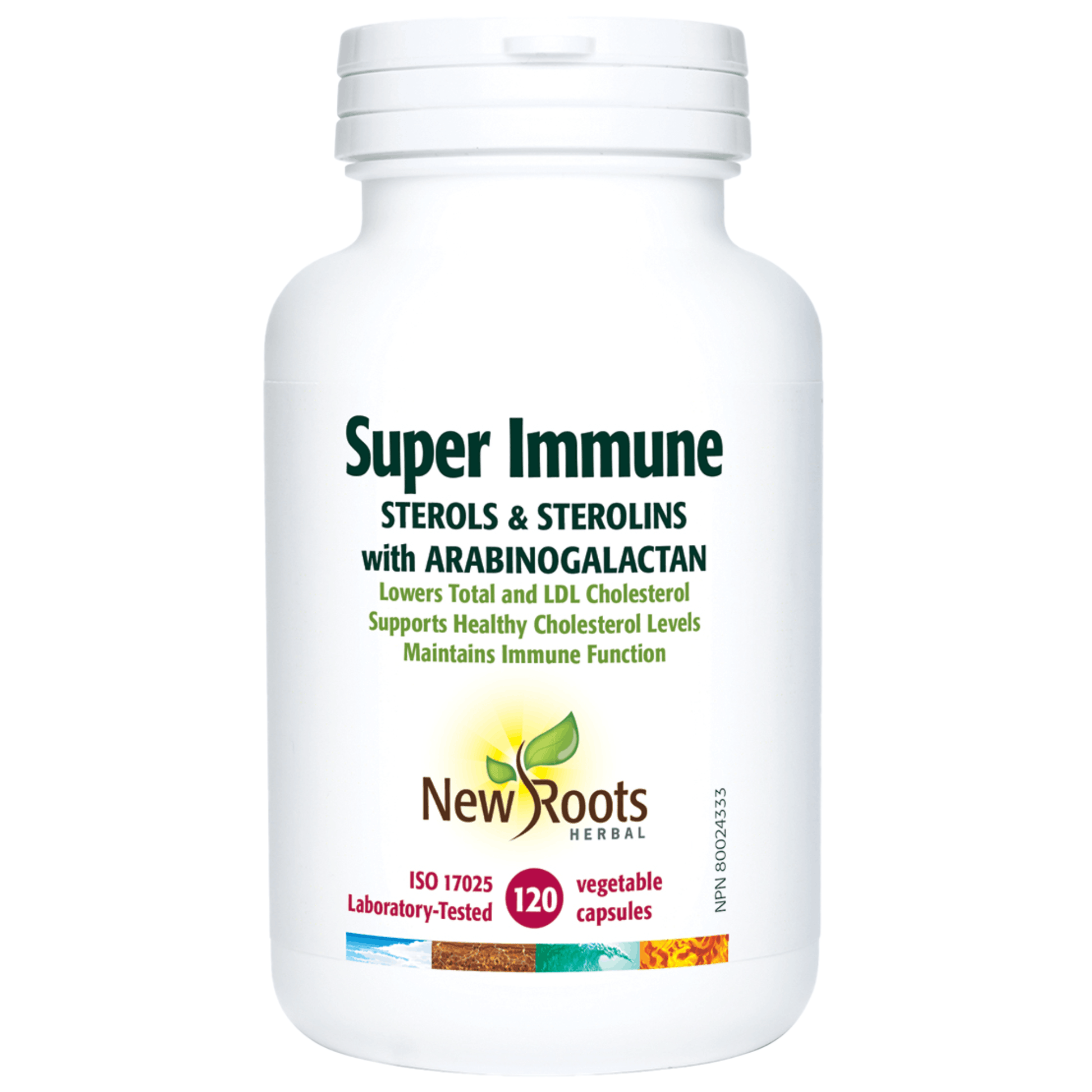 120 Vegetable Capsules | New Roots Super Immune Sterols & Sterolins with Arabinogalactan
