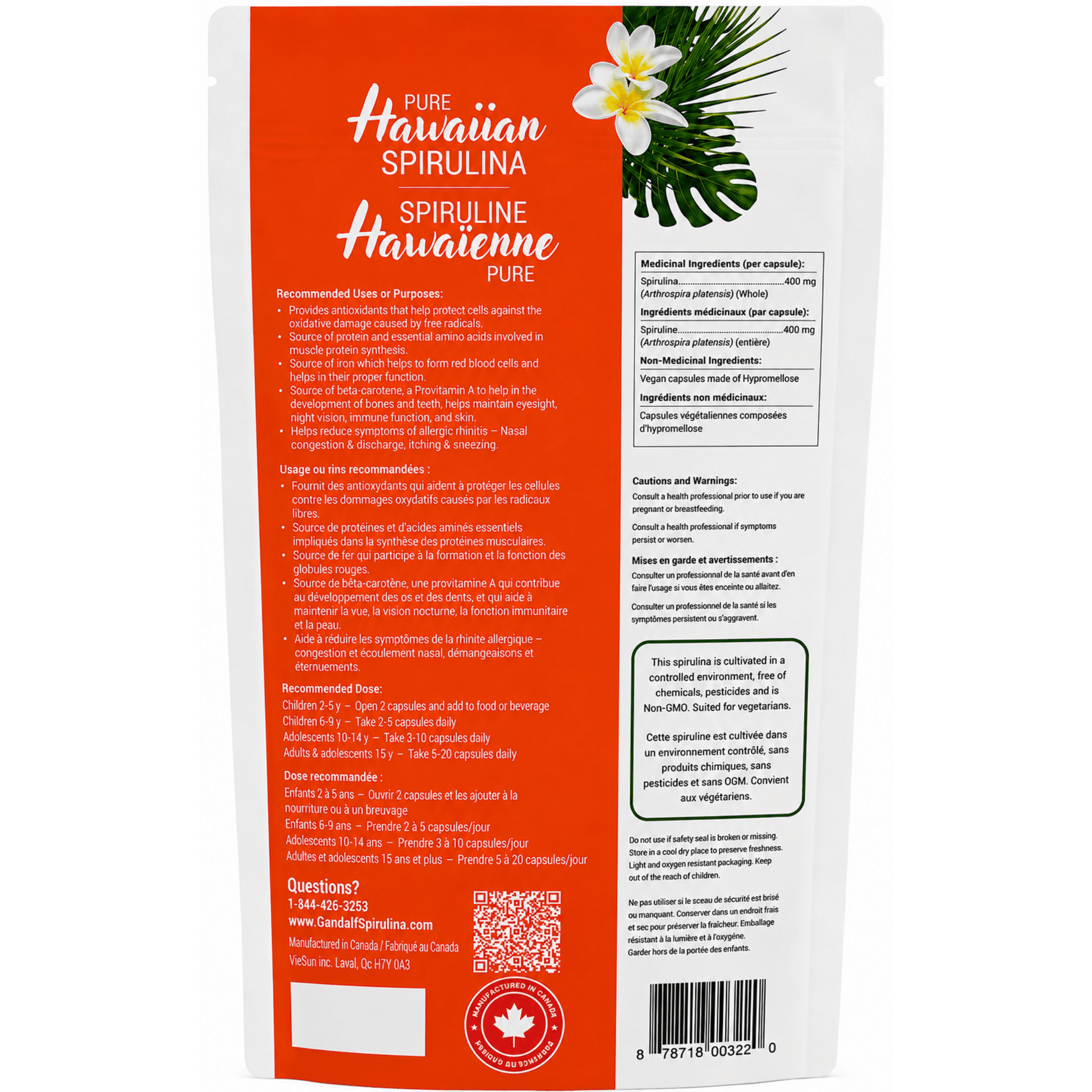 150 Vegetable Capsules | Gandalf Pure Hawaiian Spirulina