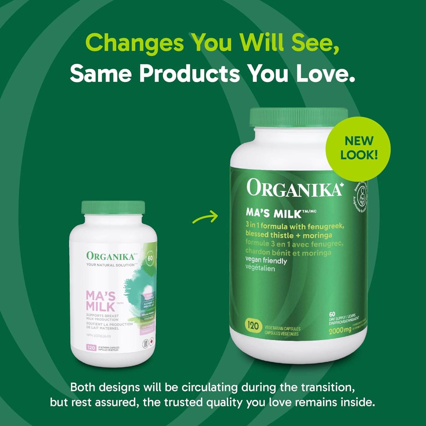 120 Capsules | Organika Ma's Milk 3 in 1 Formula with Fenugreek, Blessed Thistle + Moringa 2000 mg